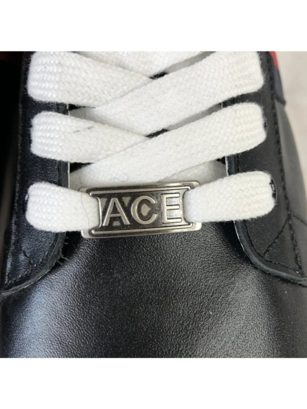 Gucci Ace Shoes Mens Size 12.5 Black Leather Web Stripe Casual Sneakers Italy